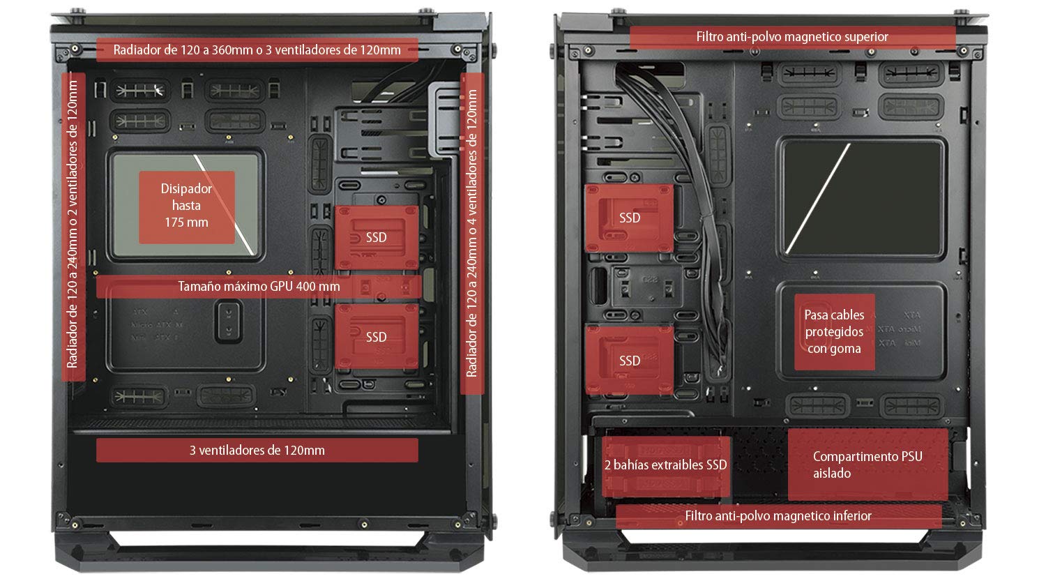 TALIUS Caja Gaming. PC de Juego de Torre ATX. Estilo Tal (Tal-Cygnus)