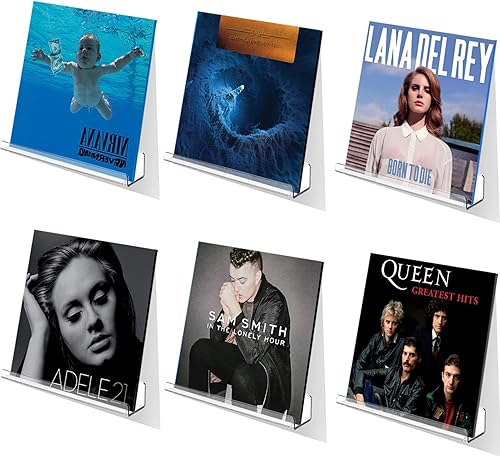 PecMuikee Estante para discos de vinilo, soporte para discos de acrílico transparente y estante de exhibición LP para coleccionistas de discos,