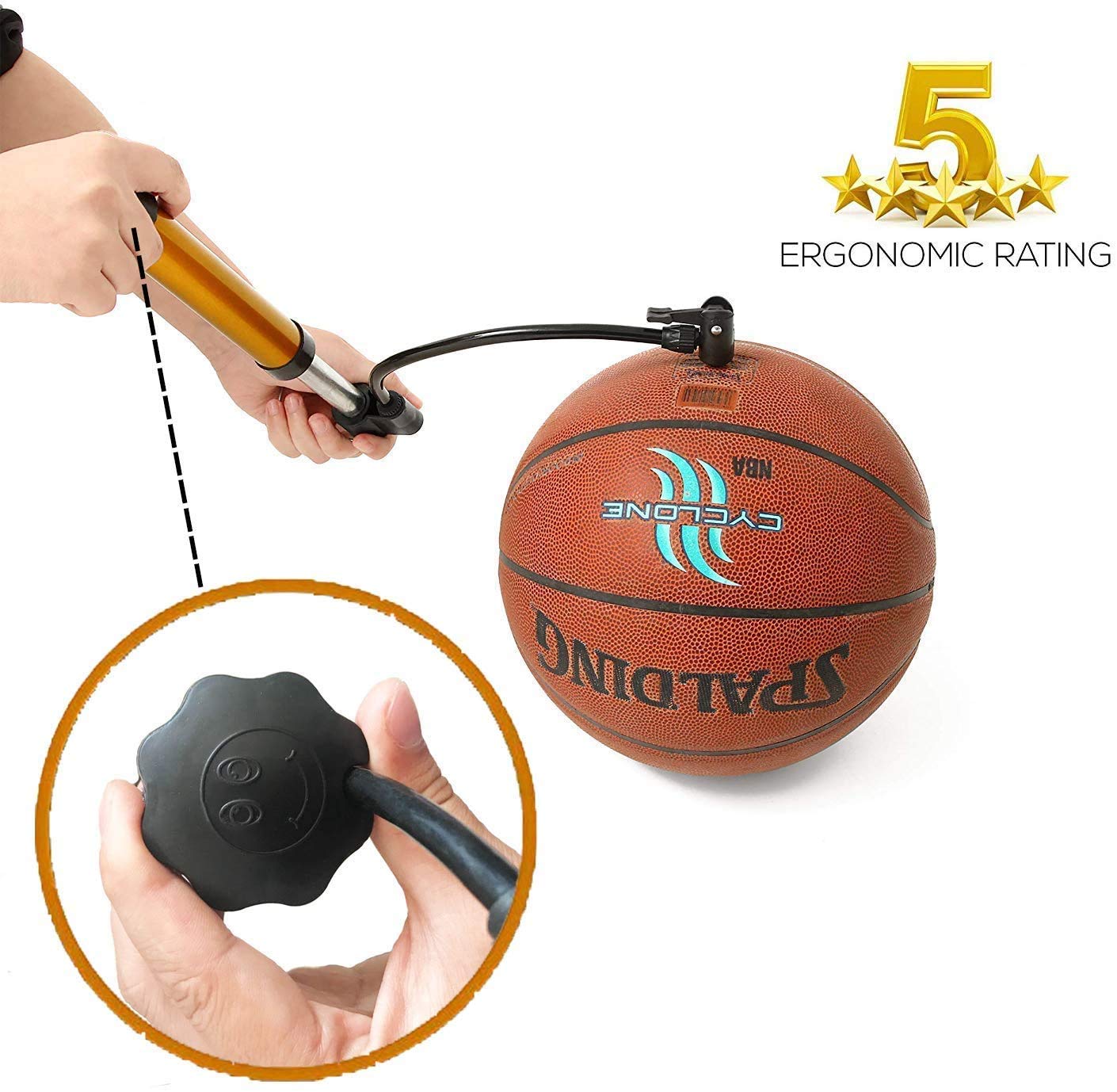 bicycle shop floor pump with ball valve nozzle for basketball
