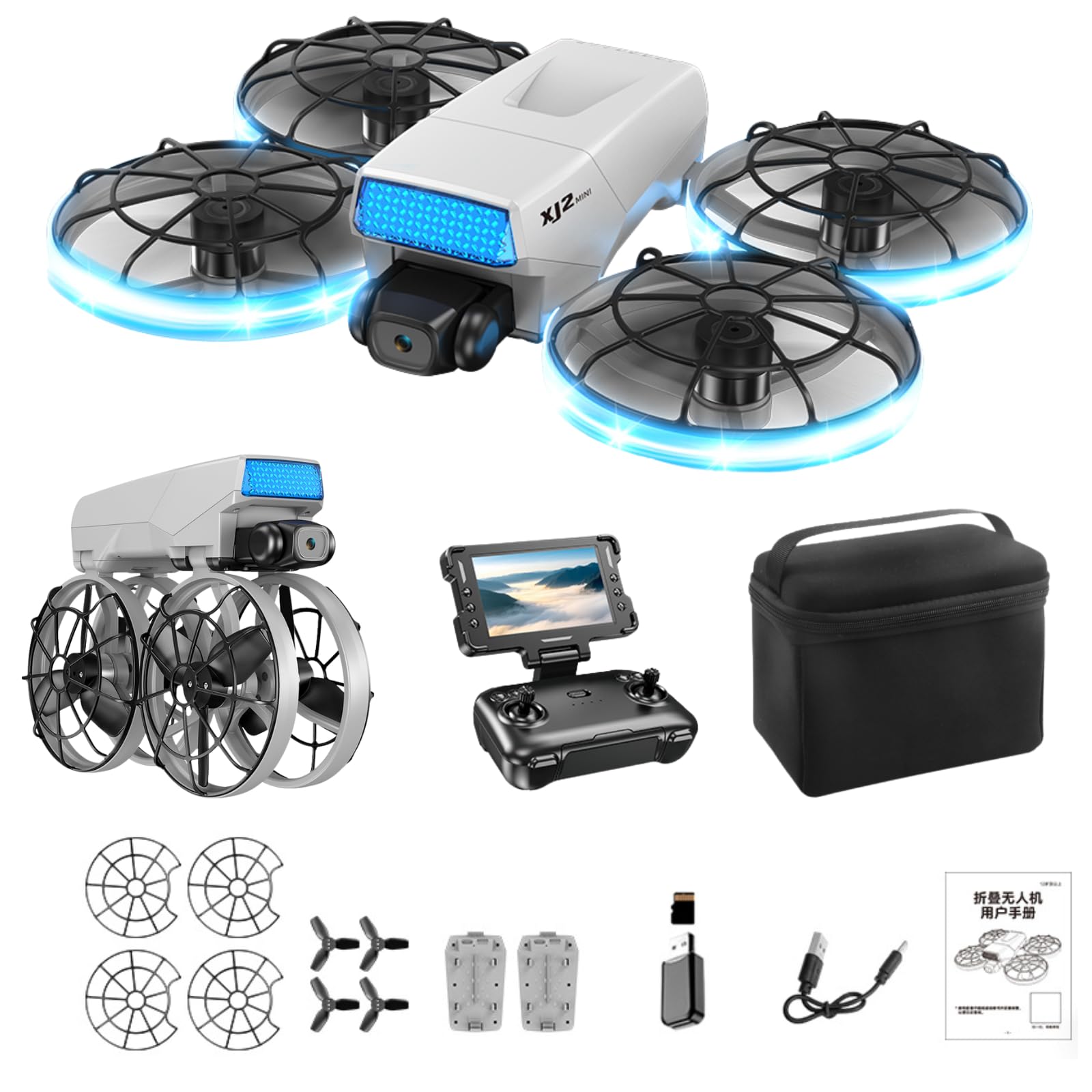 Amazon.com: HD Camera Drone with LED Body Lights Foldable Screen