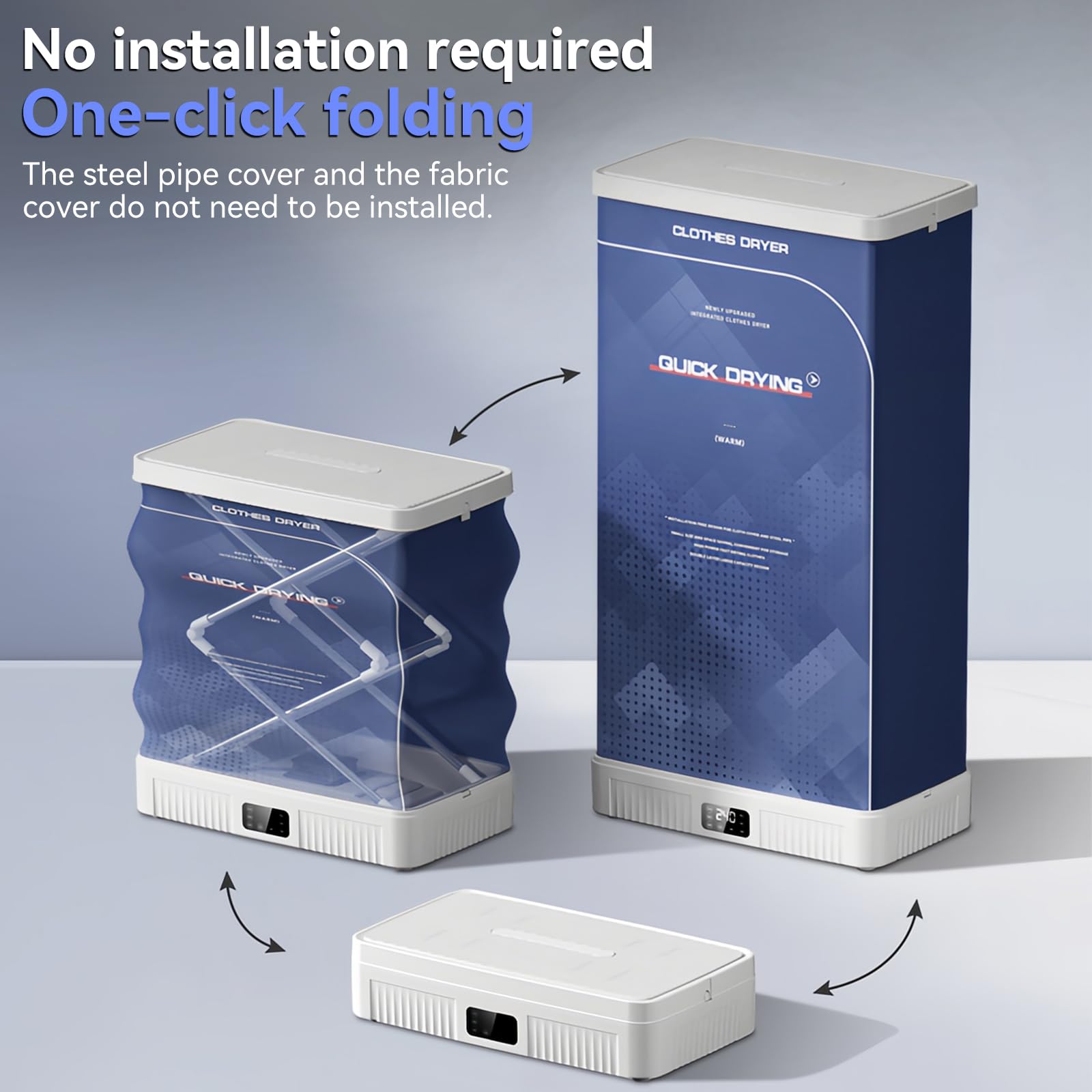 Secadora eléctrica con ruedas y estantes de dos niveles, 1300 W, plegable y sin instalación, armario secador con capacidad para 500 l, temporizador de 4 horas y mando a distancia, enchufe UE