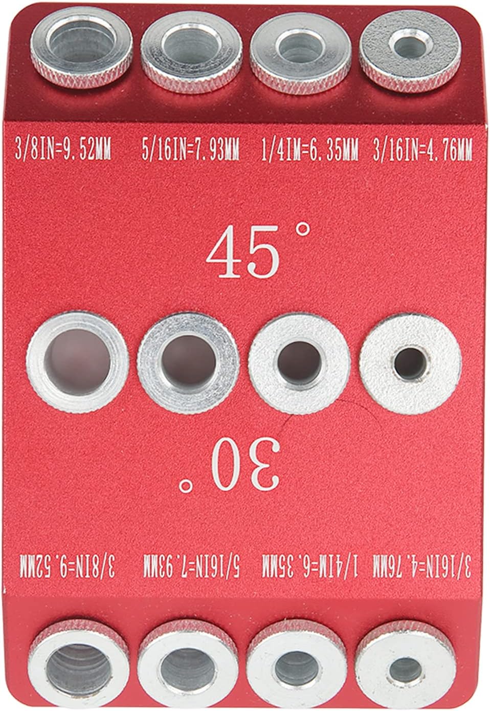 Drill Guide, 4 Sizes Pocket Hole Drill Guide Jig High Hardness Portable Simple Operation Hole Jig 30 45 90 Degree