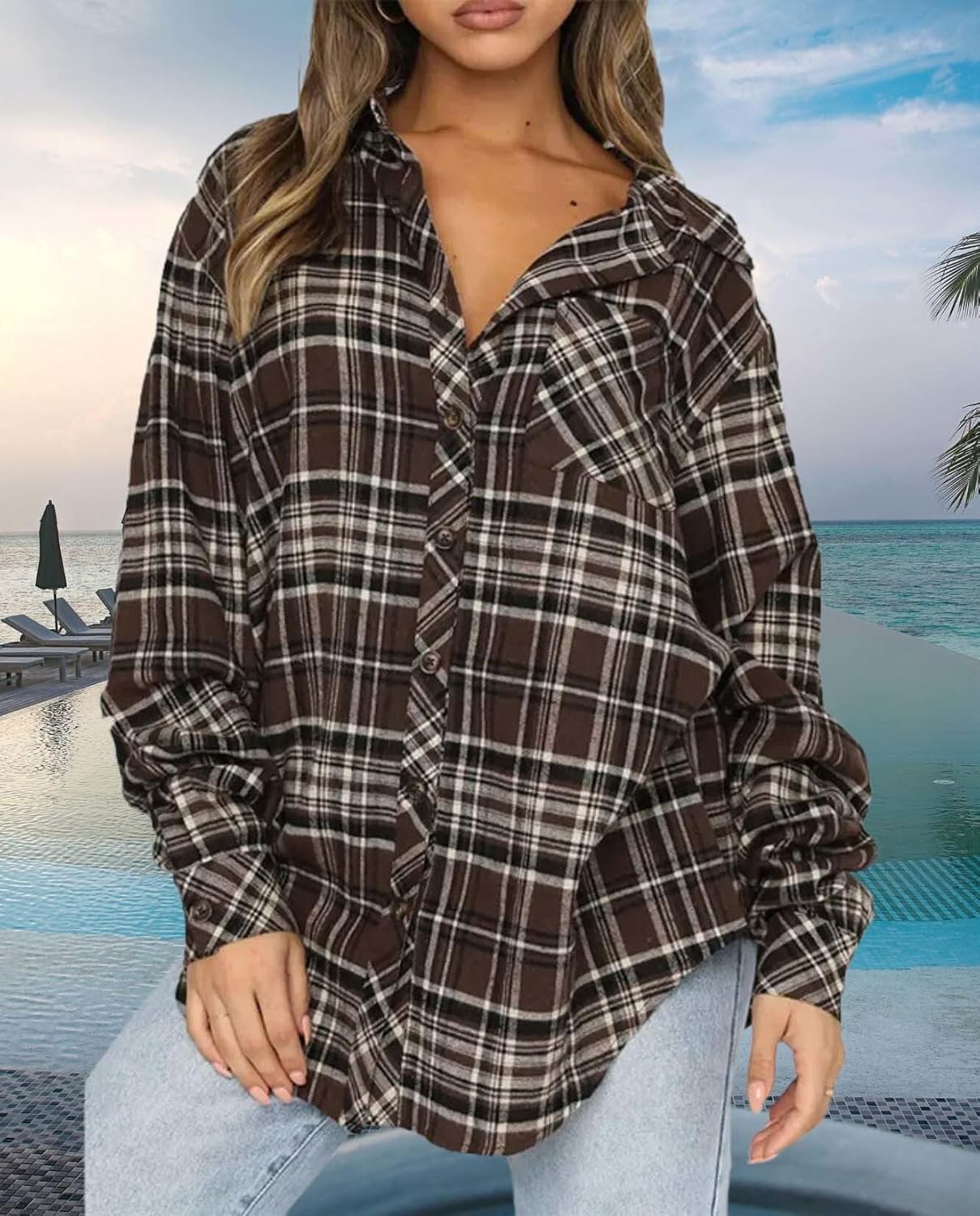 Womens Button Down Shirt Jacket Enhance Your Fashion Taste Long Sleeve Plaid Pullover Business Casual Jacket - Image 4