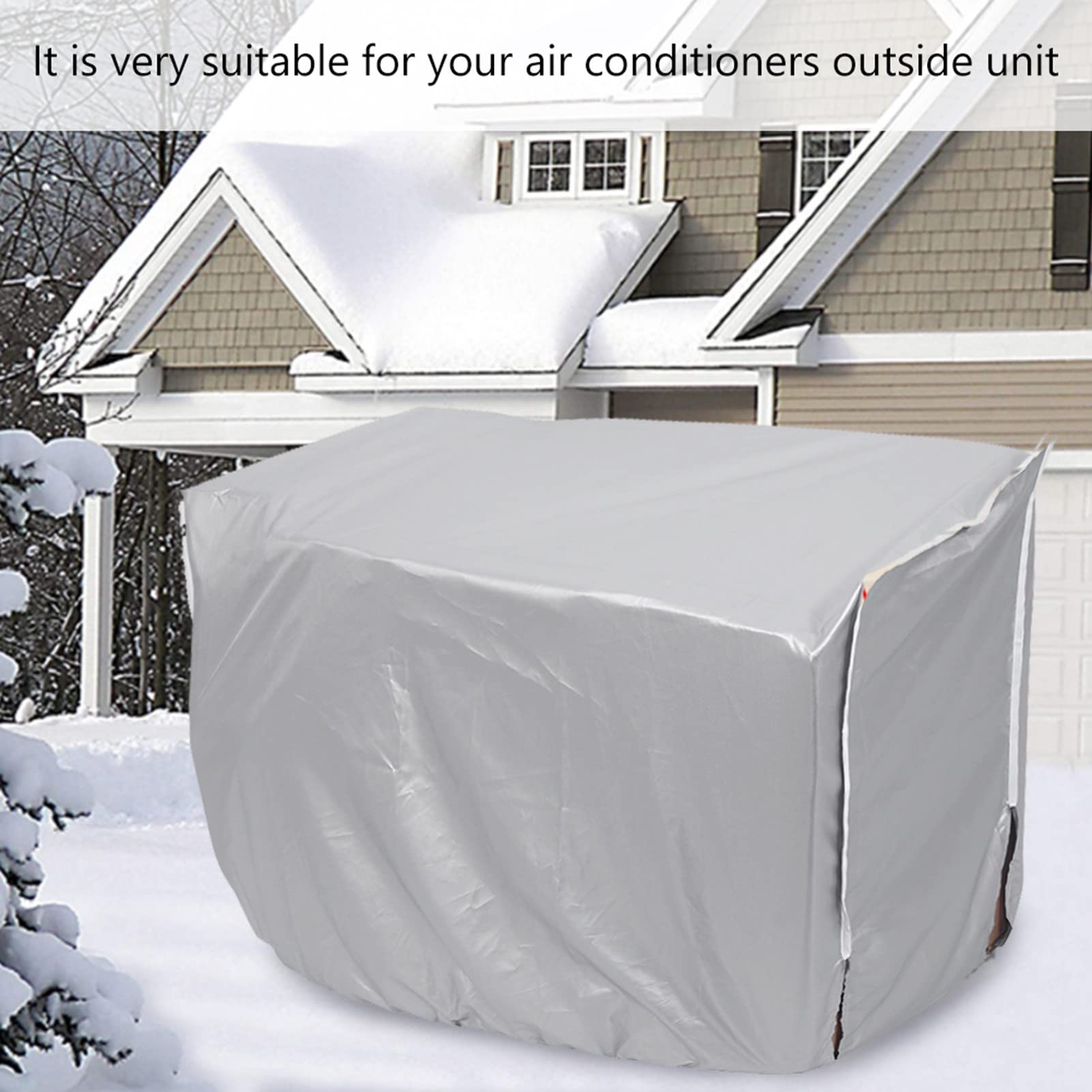 Housse Climatiseur Extérieur Argentée 94x40x73cm | Protection Étanche Anti-Poussière Neige UV