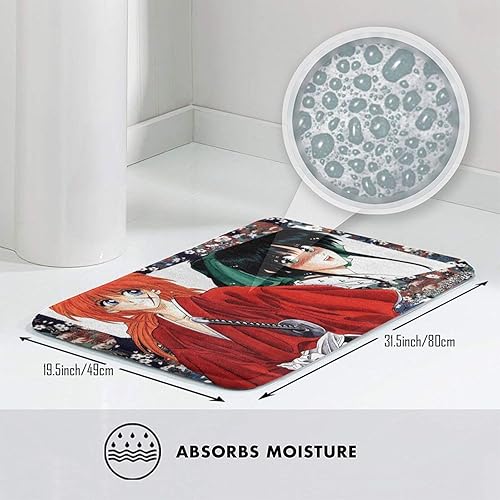Miniatura 4 de Tapete de animé Rurouni Kenshin con dibujos animados 3D, antideslizante, lavable, tapete decorativo para cocina, dormitorio, 31.5 x 19.3 pulgadas