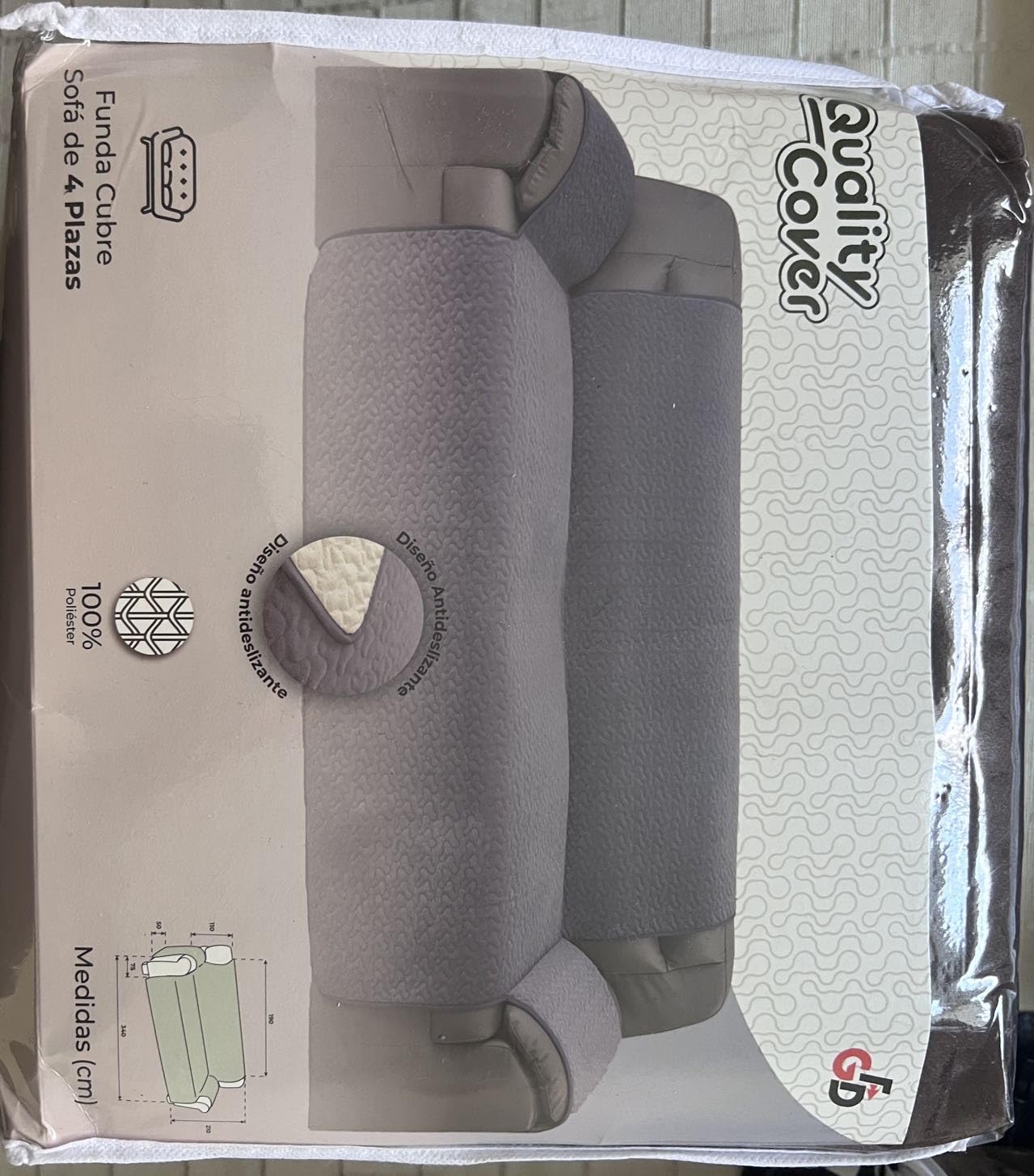 GFD Textiles - Cubre Sofa 4 Plazas 190 cm, Funda para Sofá Ajustable, Forros para Sofás Antideslizante, Fundas Sofá Acolchado, Protector Sofá Duradero Perros Gatos Mascotas (4 plazas, Gris)