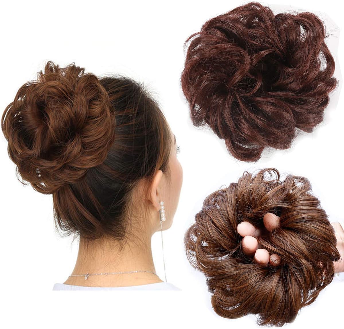 ASUITOFK Messy Bun Hair Piece Thick Updo Scrunchies Synthetic Hair Extensions Ponytail Hair Wig Hairpiece