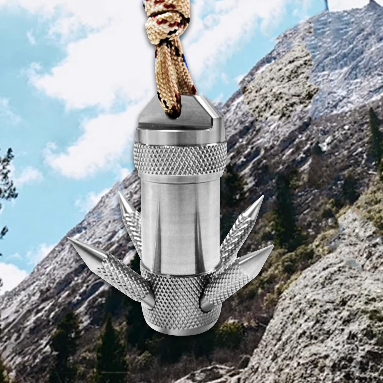 YIJU Grappling Hook Outdoor Anchor Hook Auxiliary Tool Folding Sturdy Stainless Steel Climbing Claw for Mountain Climbing Hiking, 4 Claw