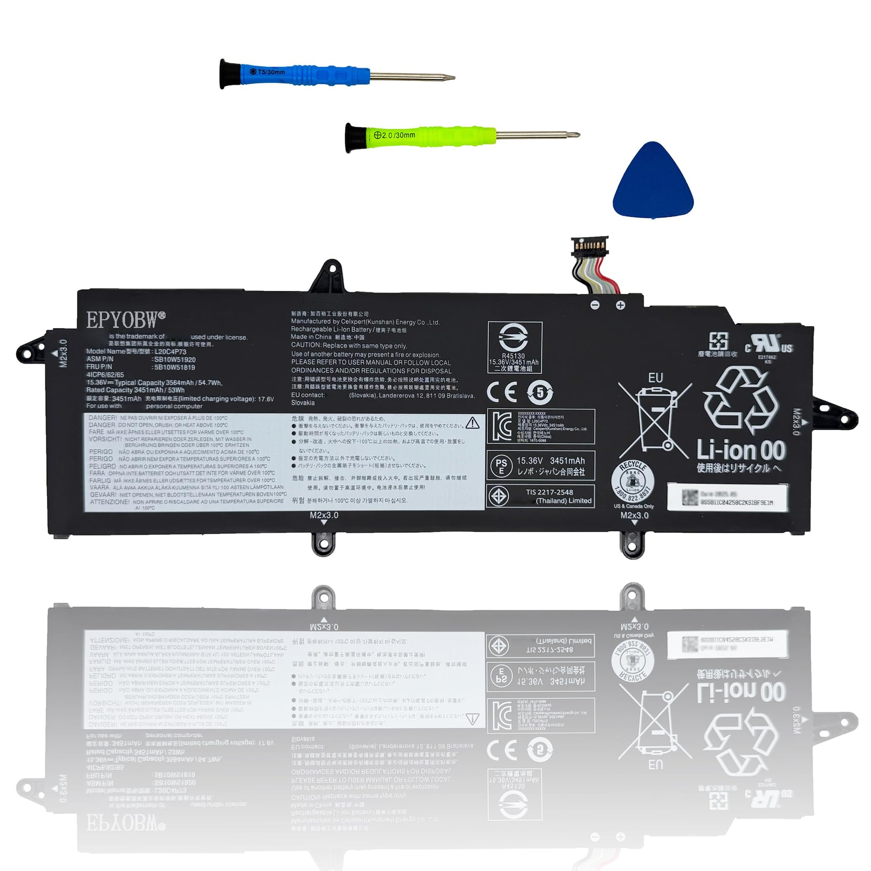 Amazon.com: EPYOBW L20C4P73 Laptop Battery 54.7Wh 4-Cell 15.36V