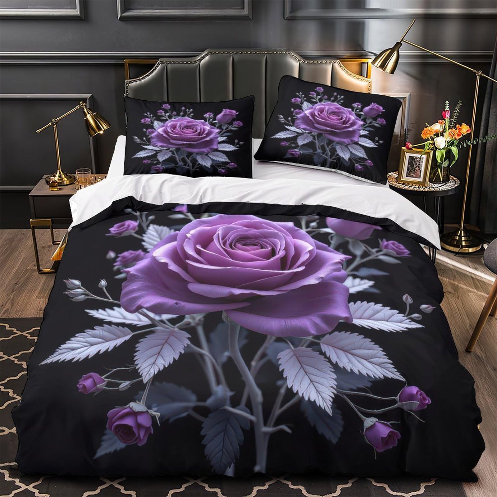Parure de lit de qualité en microfibre douce housse de couette éclair violet