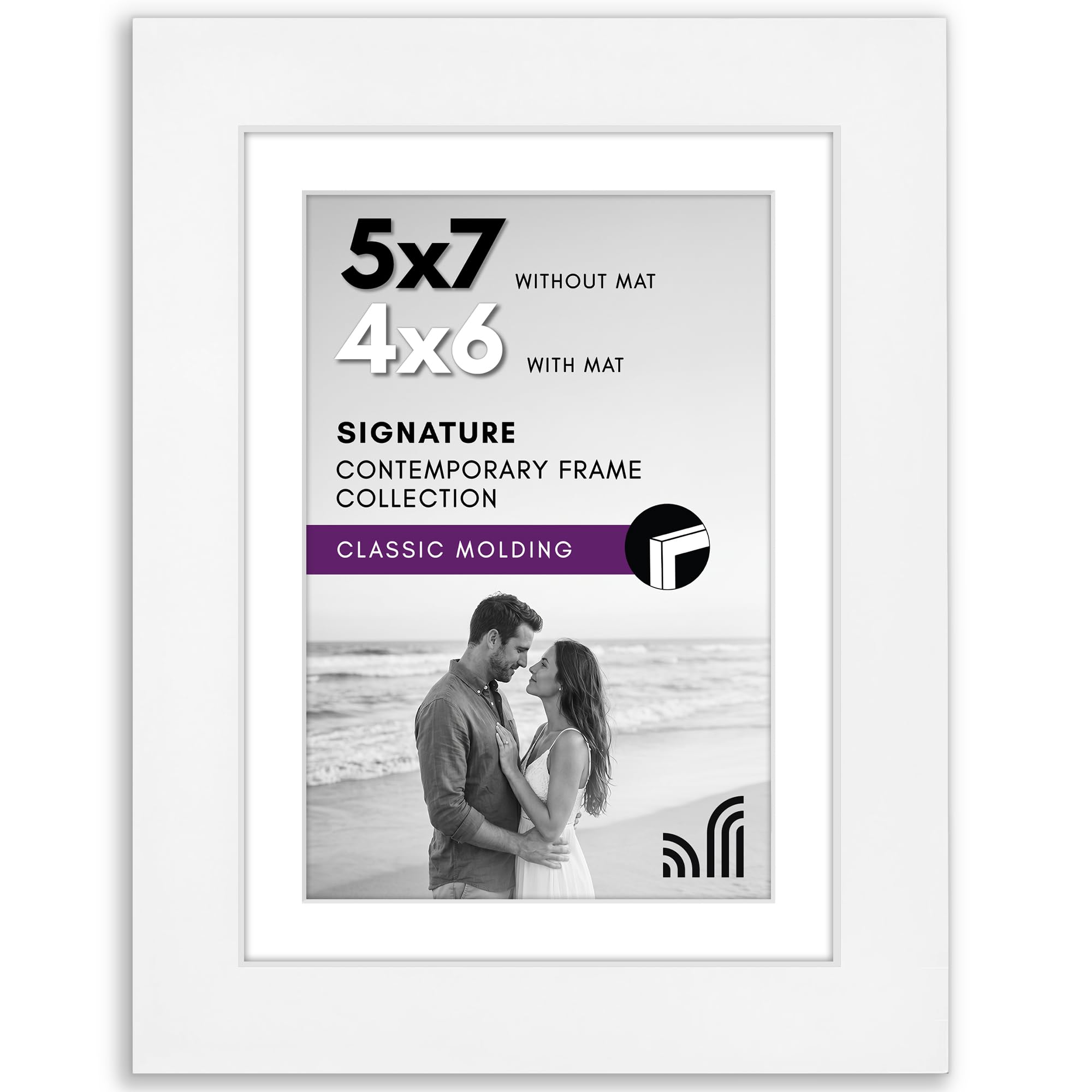 Americanflat 5x7 Picture Frame, Matted to 4x6, White
