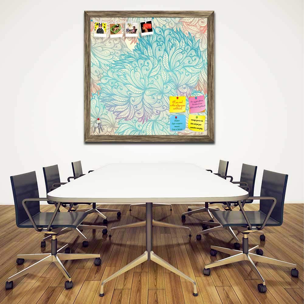 ArtzFolio Vintage Cloudy | Bulletin Board Notice Pin Board | Vision Soft Board Combo with Thumb Push Pins & Sticky Notes | Antique Golden Frame | 12 x 12 inch (30 x 30 cms) 2