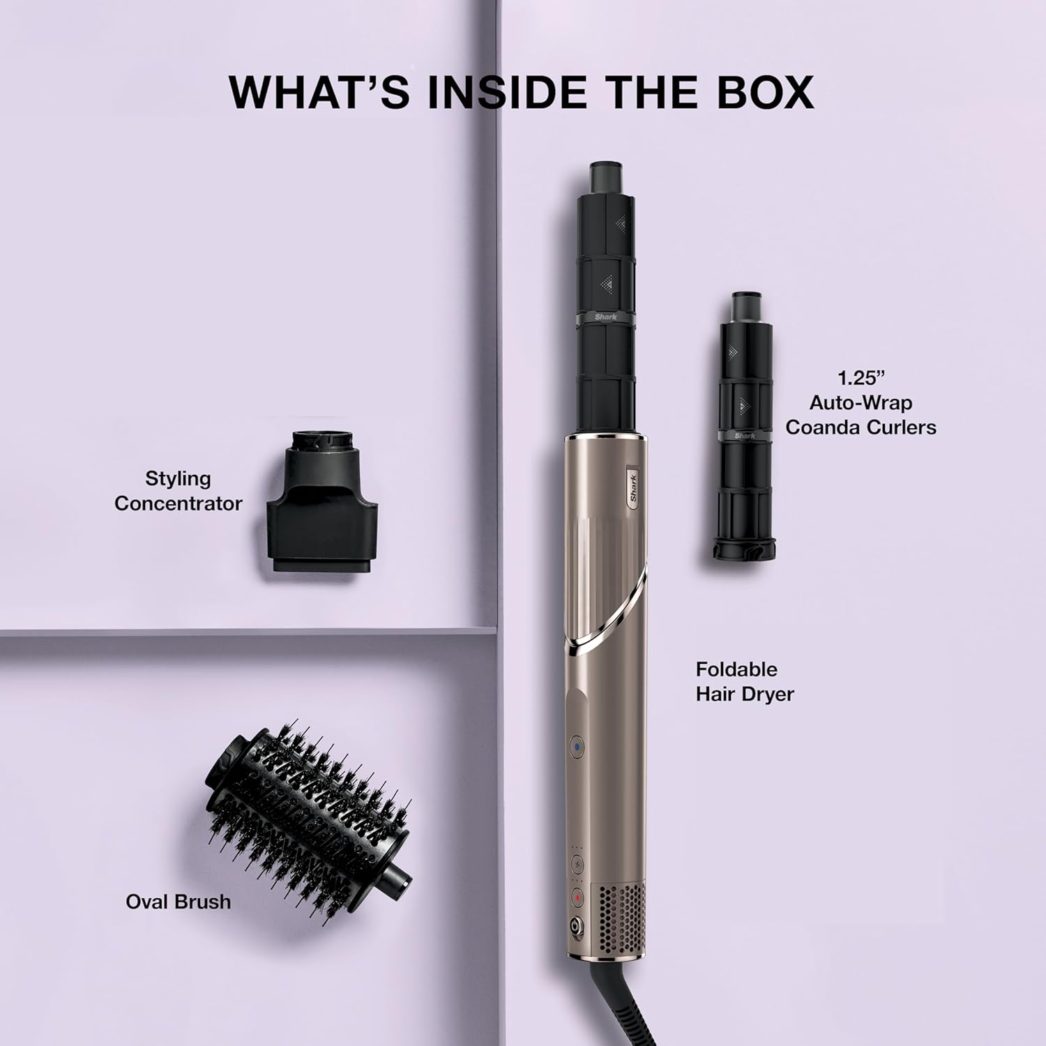 Shark FlexStyle Air Styling & Drying System, Powerful Hair Blow Dryer & Multi-Styler with Auto-Wrap Curlers, Oval Brush, Concentrator Attachment, Mocha, HD431BR - Image 5