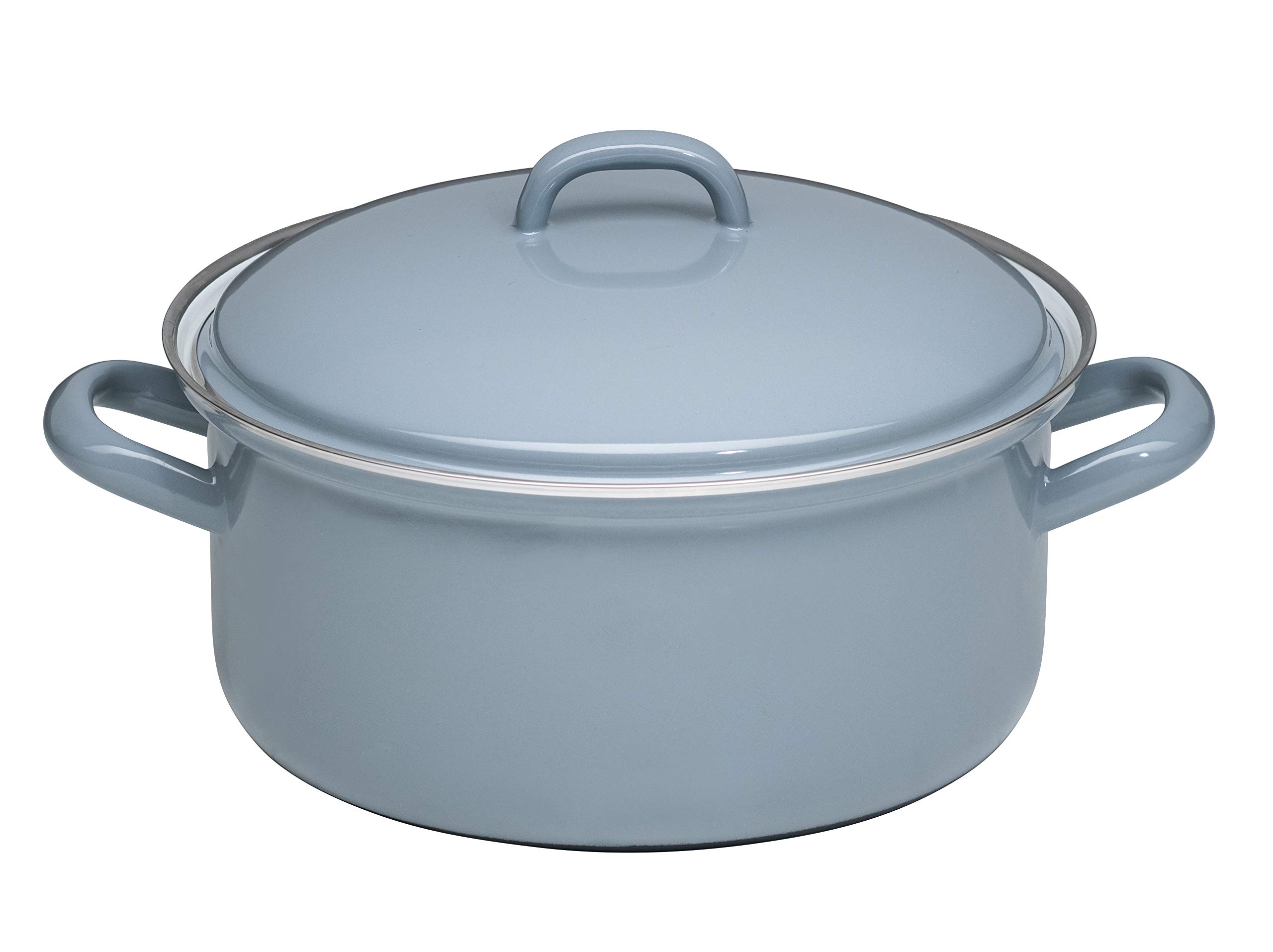 Riess 0130-065 Casseruola Con Coperchio In Smalto - 20 Cm, 2 Litri, Grigio Chiaro - Adatta A Induzione, Gas E Fuoco Aperto - Prodotta In Austria - 2