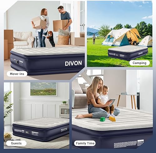 Miniatura 7 de Colchón de aire Queen con bomba integrada, colchón inflable elevado de 18 pulgadas, autoinfladodesinflado de 2 minutos, colchón inflable más grueso