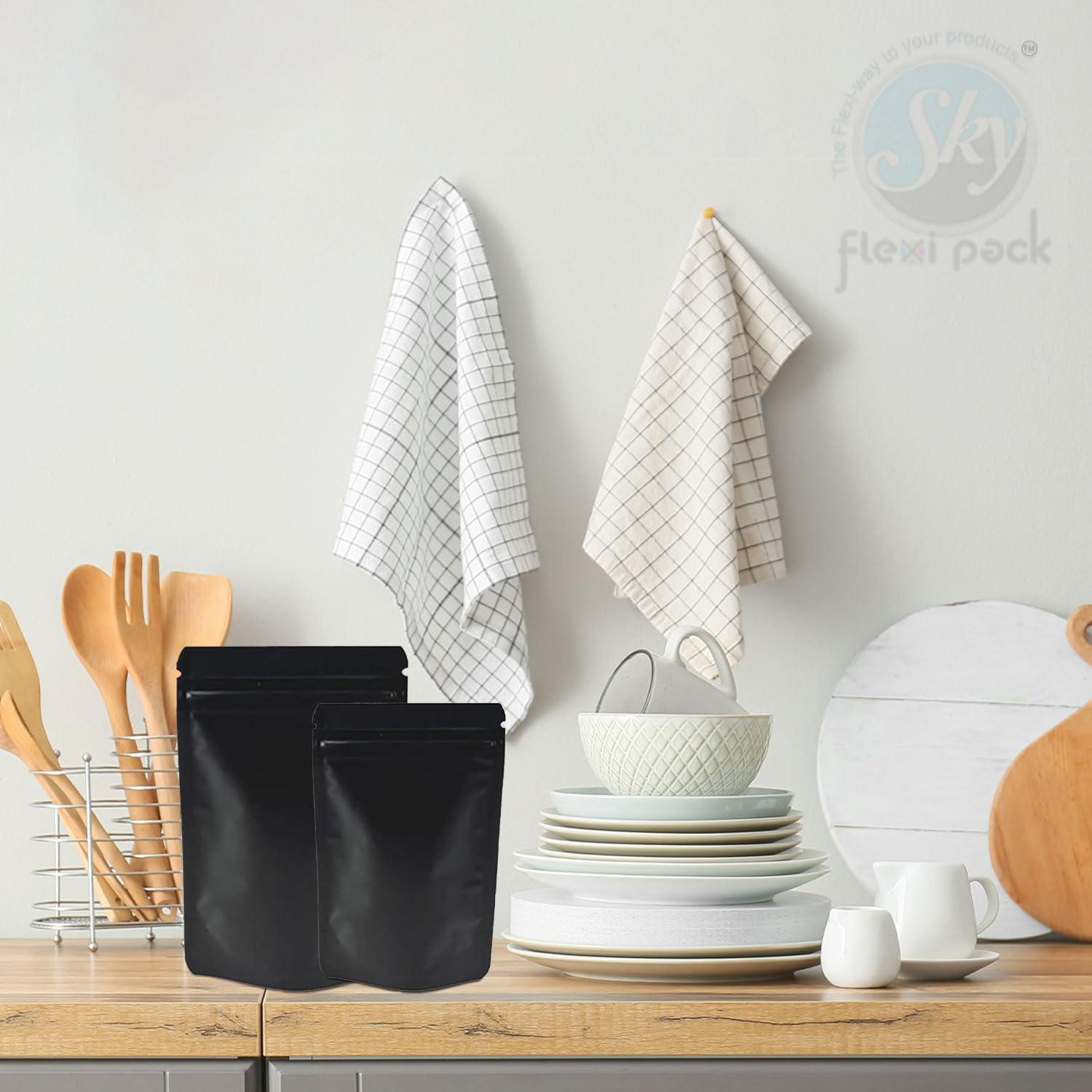 Black Zip Lock Pouches - Stand Up Food Bags -8