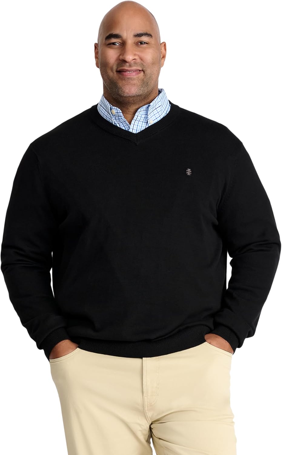 Izod Men's Big and Tall Premium Essentials Solid V-Neck Sweater