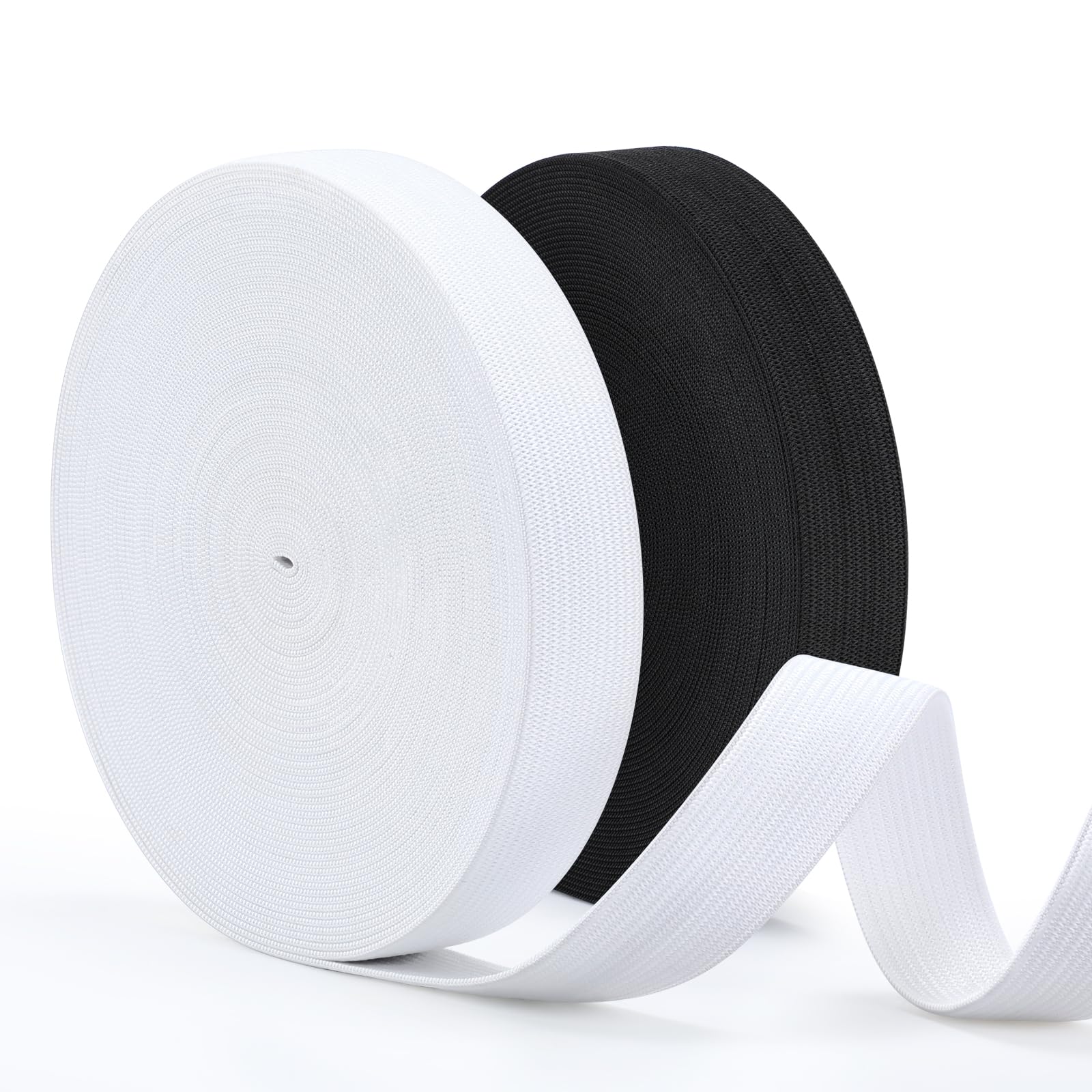Fettuccia Elastica 20mm 12m per Cucito, Elastico per Pantaloni Bianco e Nero, DIY