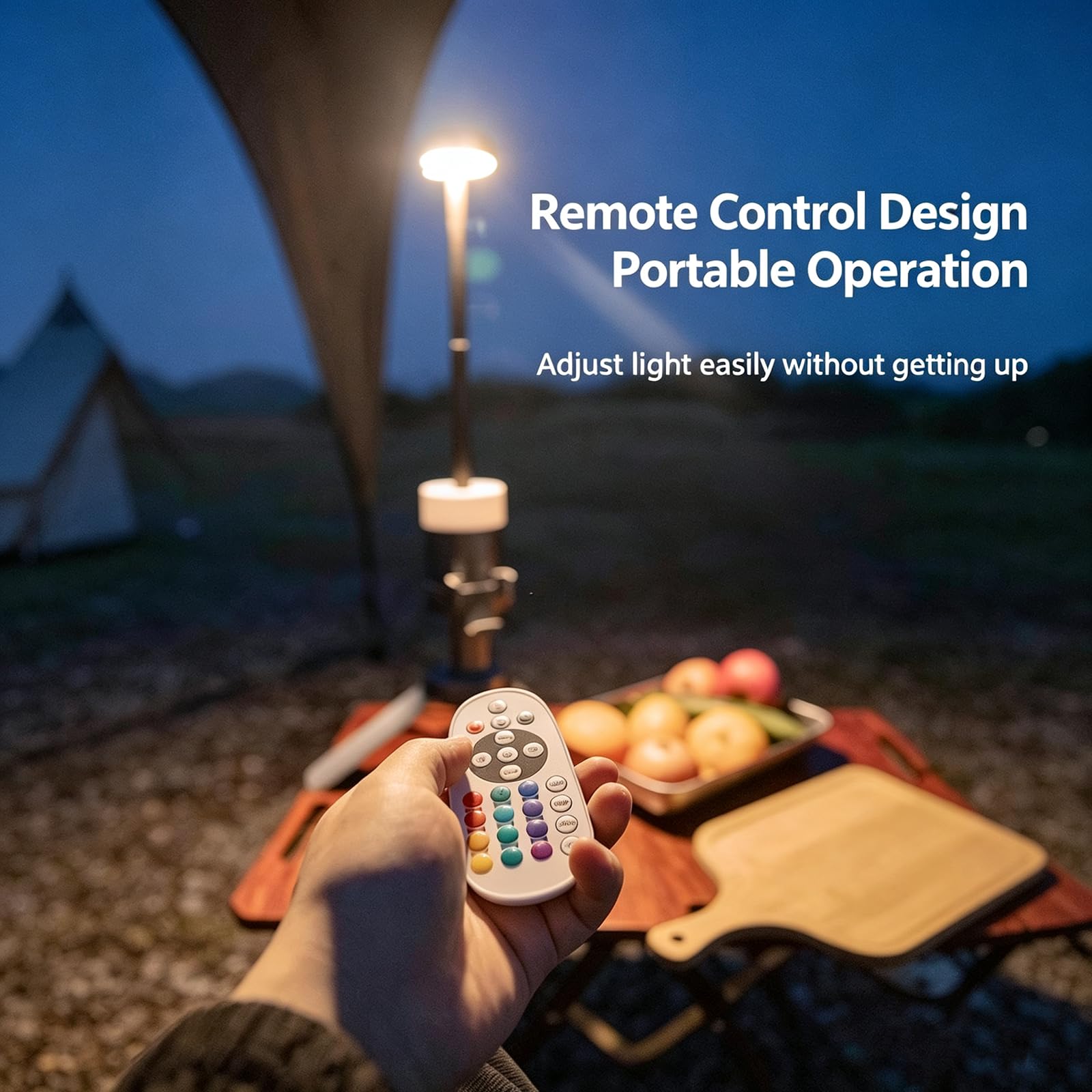 Lampe de camping à trépied télescopique avec télécommande, 5 luminosités