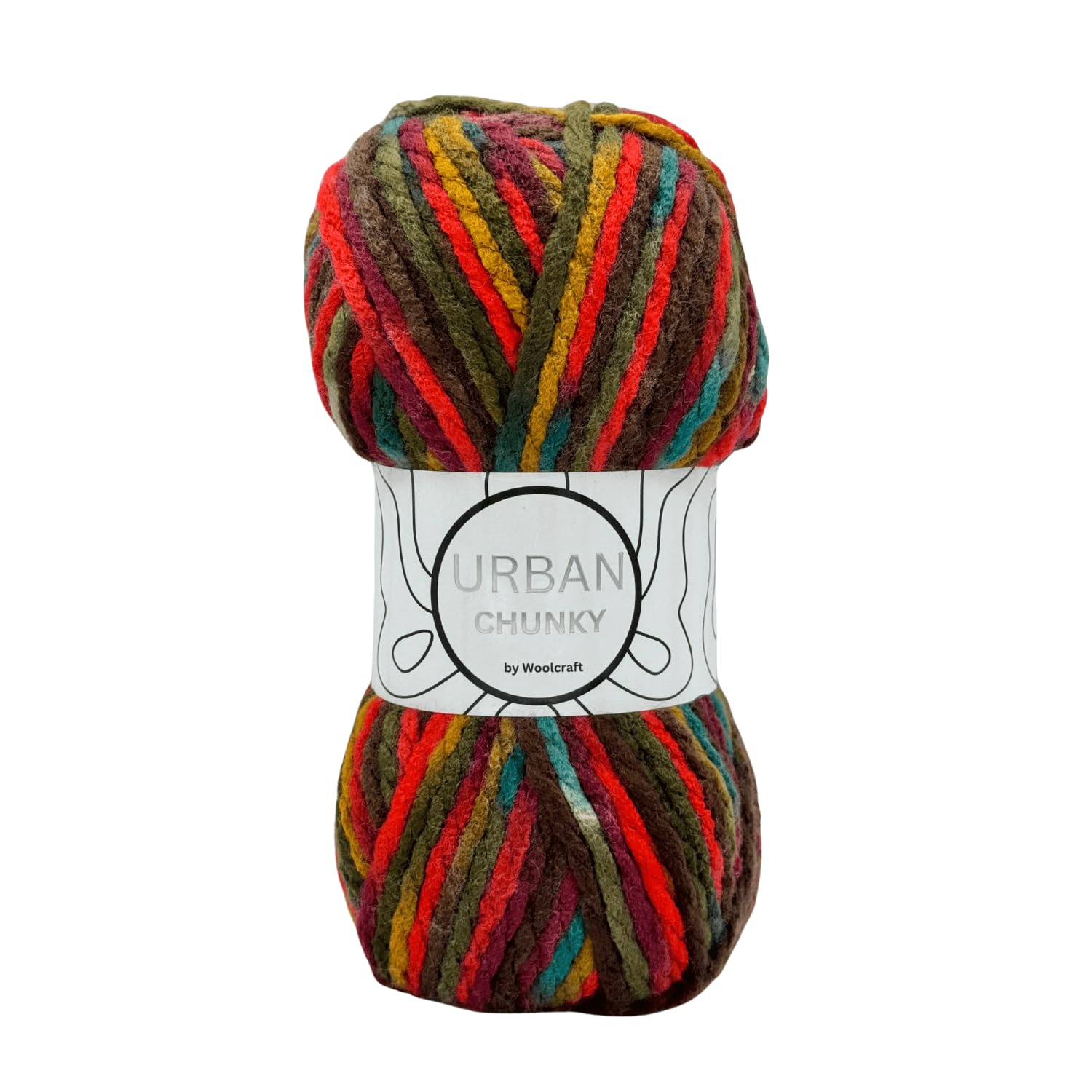 Woolcraft Urban Super Chunky Knitting & Crochet Yarn, 6 Self-Striping Shades in The Range, 100% Acrylic, 82 Metres, 100g Balls, Pack of 3, Peacock