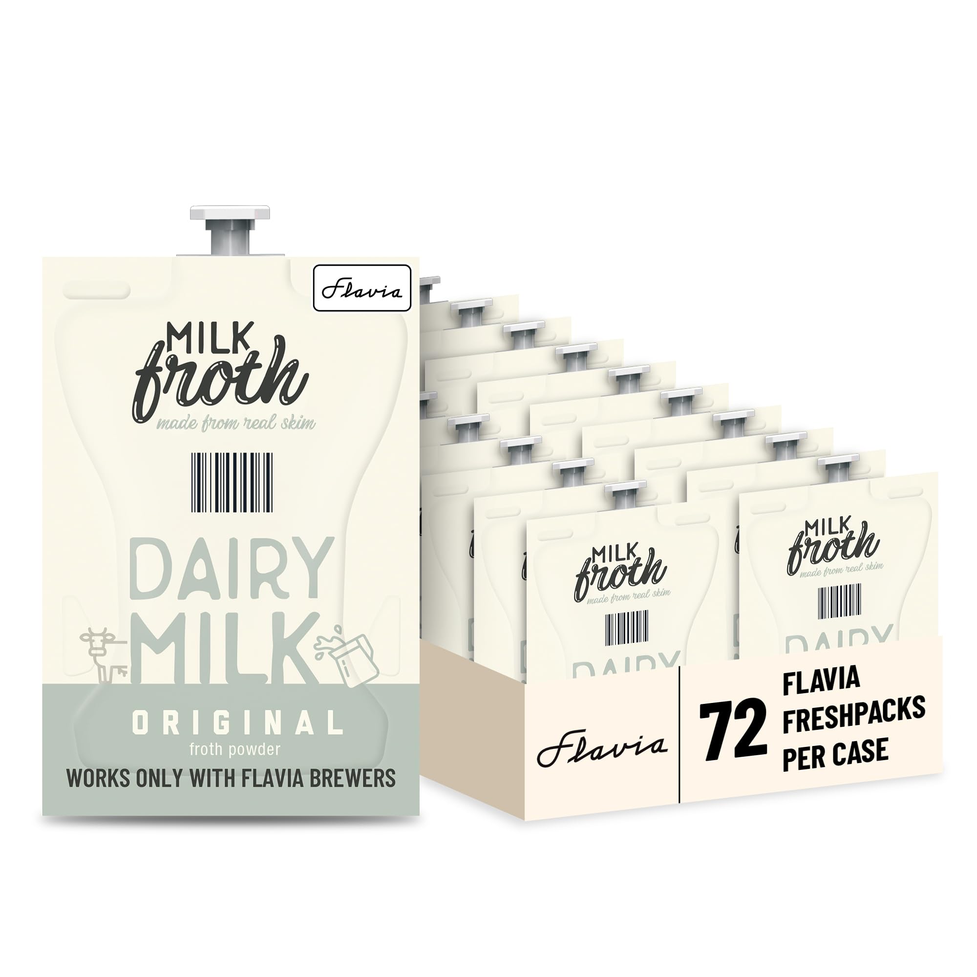 Real Milk Froth Single-Serve Freshpacks for Flavia Brewers (Case of 72 Freshpacks)
