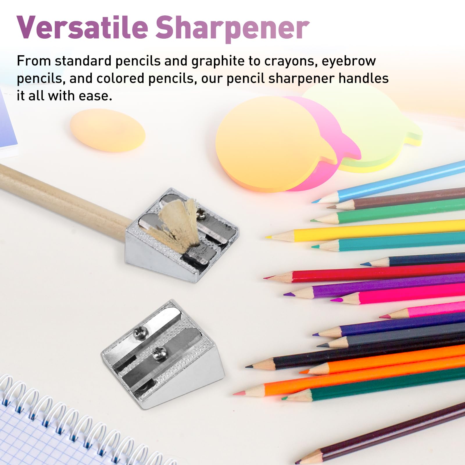 Set 6 Mini Temperamatite In Metallo Argento, Portatili Rettangolari, Foro Singolo E Doppio, Per Matite Standard E Grandi, Ideali Per Scuola, Ufficio E Disegno Tecnico - 5