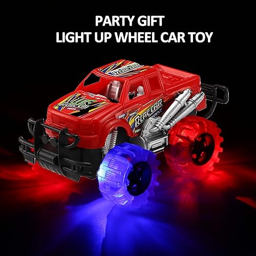 Miniatura 7 de Juego de 4 camiones monstruos iluminados de 4 colores con ruedas LED intermitentes el mejor regalo para niños y niñas a partir de 3 años Auto Push n