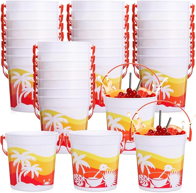 Lallisa 32oz Cocktail Rum Buckets for Drinks 4.69 x 3.78 x 4.8 Inches Plastic Bucket