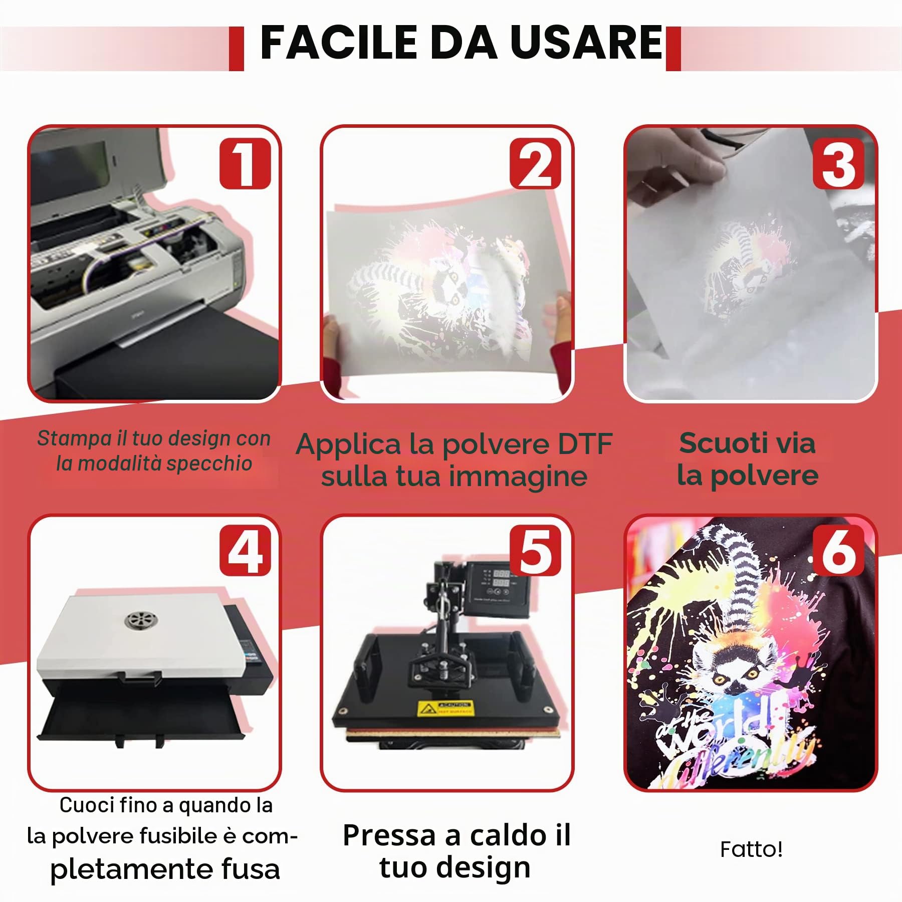 A-SUB DTF Polvere di Trasferimento Bianco 1Kg Adesivo Caldo per Sublimazione - Compatibile Con Pellicola e Stampante DTF per Stampe Digitali su Qualsiasi Materiale
