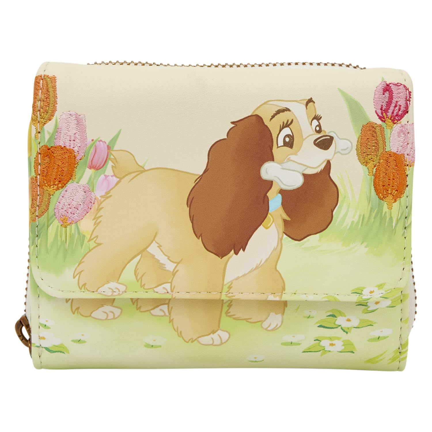 Loungefly Lady and The Tramp - Cartera triple con diseño de tulipán pastel