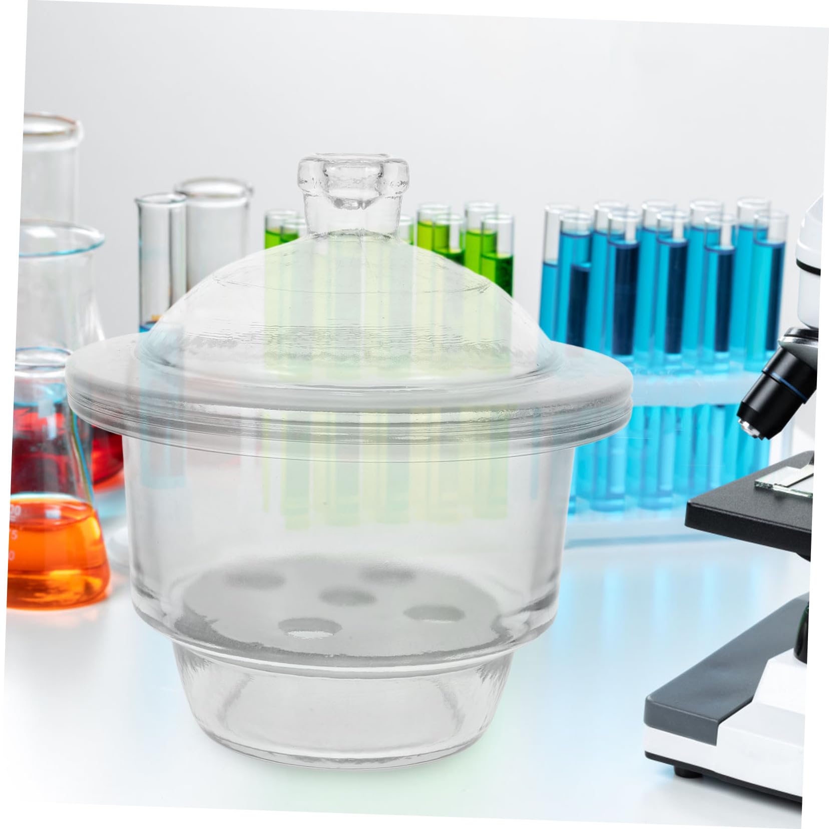 KOMBIUDA Botella Secadora de Laboratorio de Vidrio Transparente de 22 Cm, Desecador al Vacío para Uso en Laboratorios Científicos y Entornos Educativos