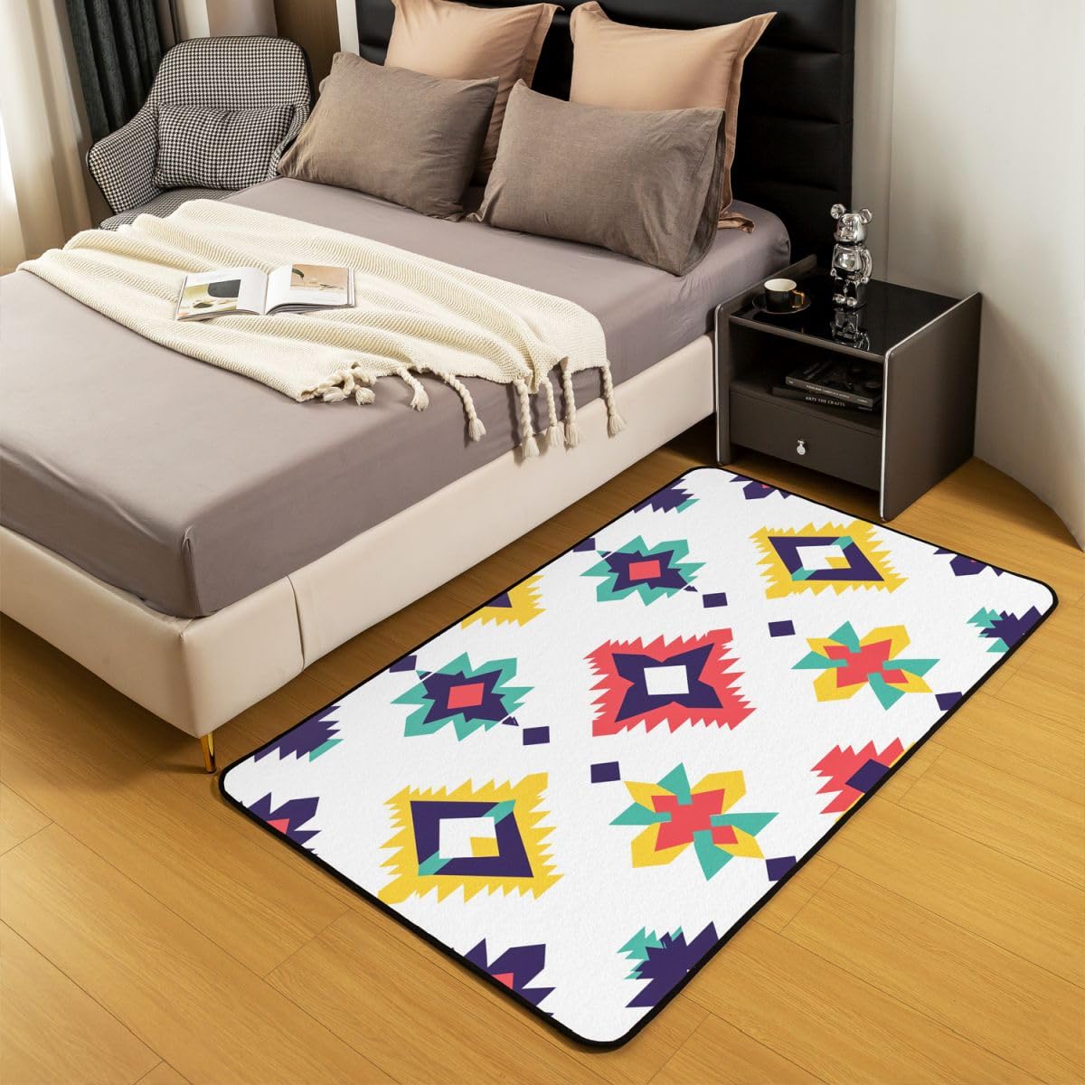 Sud-Ouest aztèque Tapis Exterieur Ethnique géométrique Tapis Salon 100x150cm pour garçons Filles aztèques Occidentaux Bohémien Chambre à Coucher décor