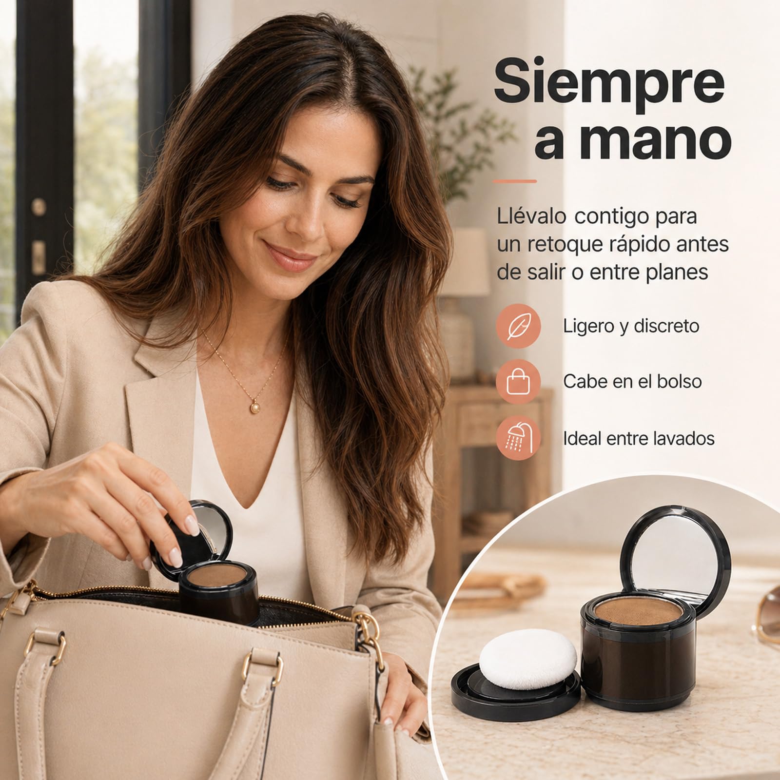 Avellio Polvo Corrector De Raices,Cubre Canas Al Instante, Con Queratina, Resistente Al Agua Y Al Sudor, Acabado Natural, Sin Grumos (Marrón oscuro)