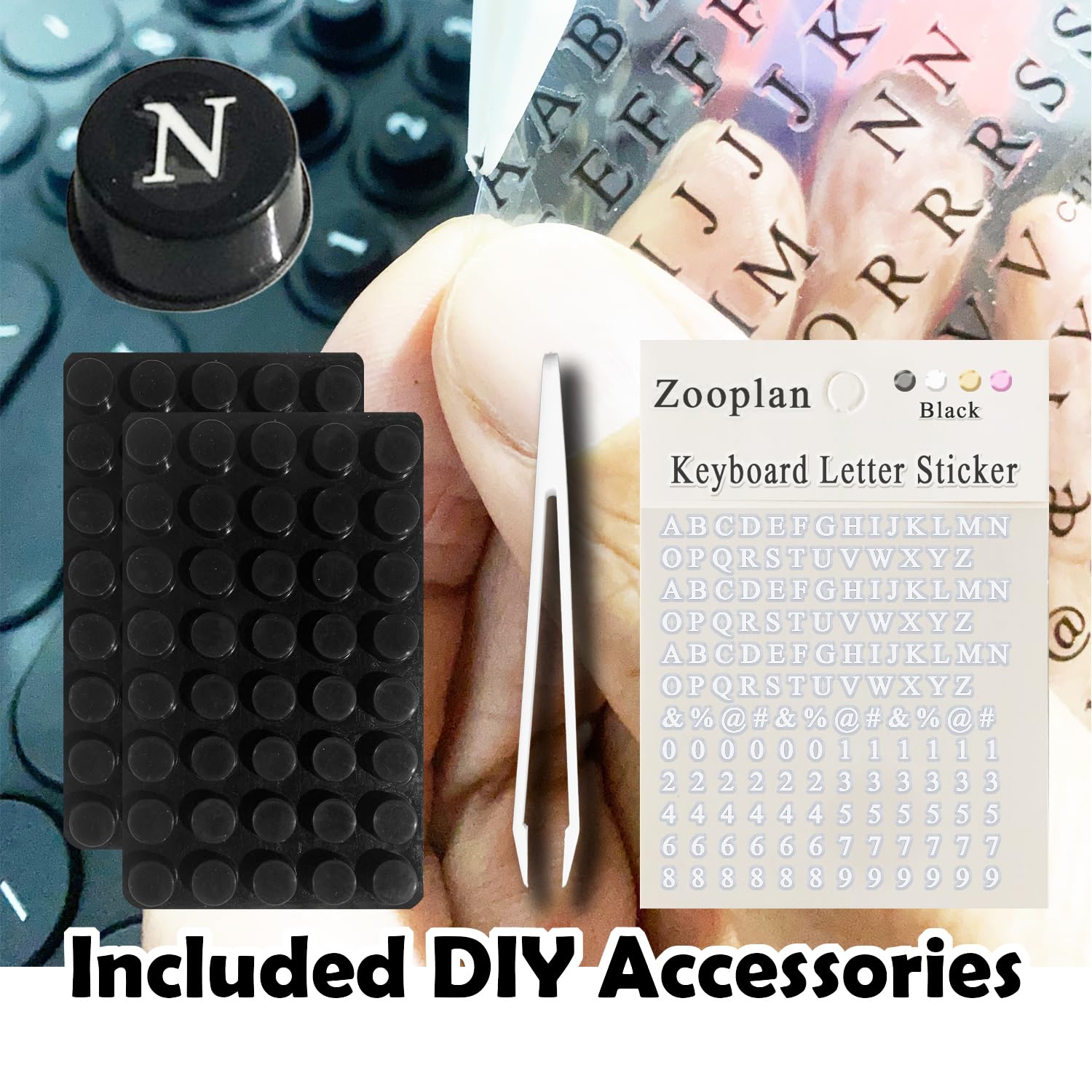 Typing Aid For Nails 120-Piece Raised Keyboard Stickers For Long Nails ...