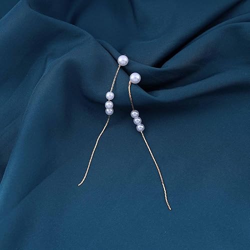 Vintage Pearl Dangle Earrings Long tassel pearl earrings Gold Pearl Chain Earrings Pearl Wedding Drop Earrings Jewelry for Women