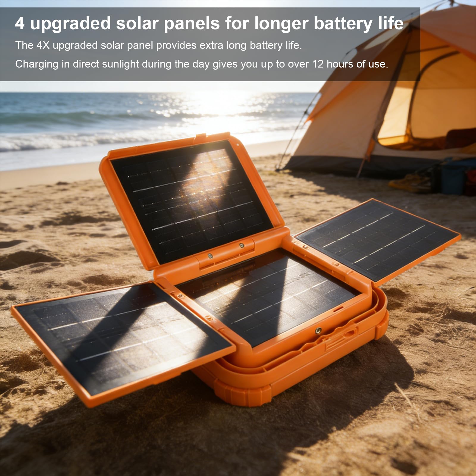 Linterna Solar Recargable Batería 24000mAh, Foco Bateria LED Recargable(Blanco/blanco Cálido/Blanco Neutro/rojo), Resistente al Agua IPX5, Ideal para Acampar, Hacer Senderismo, Caravanas y Emergencias