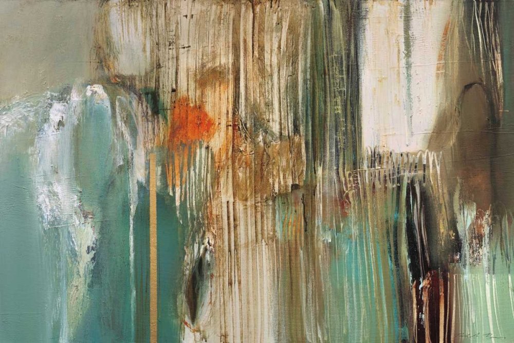 CANVAS-FRAMED-with-AMERICAN-BOX-Peppermint-Grove-Abstract-wall-decore-on-wood-frame-Horizontal-34x51_in