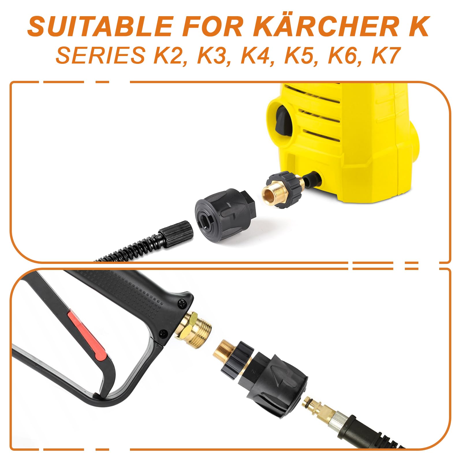 LALAGO Juego de adaptadores para limpiadores de alta presión, M22 x 1,5, diámetro del orificio 14 mm, Acoplamiento rápido para limpiadores de alta presión Kärcher