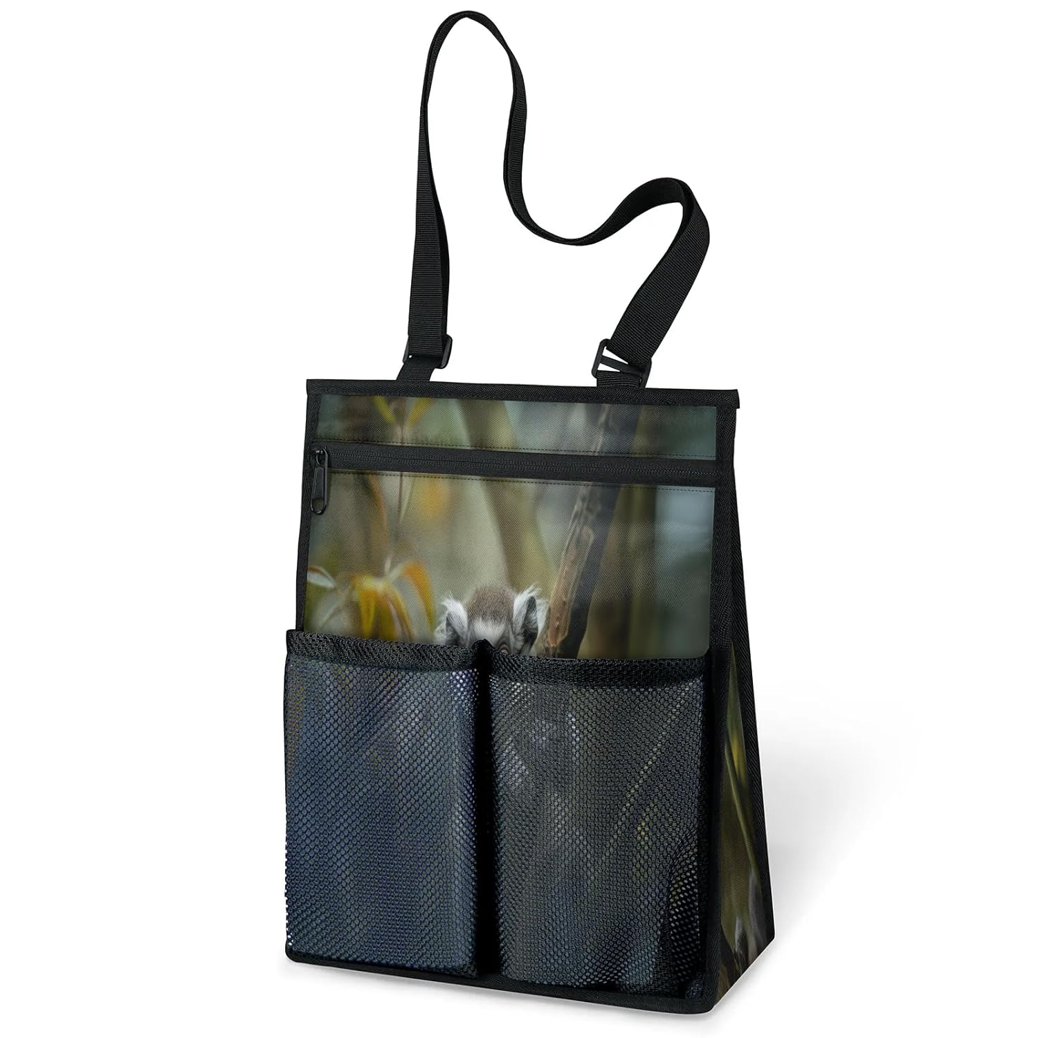 Ourtheme Ring Tailed Lemur Pattern Portable Shower Bag for Travel Gym Camp Beach Tote Shower Caddy Bags Hanging