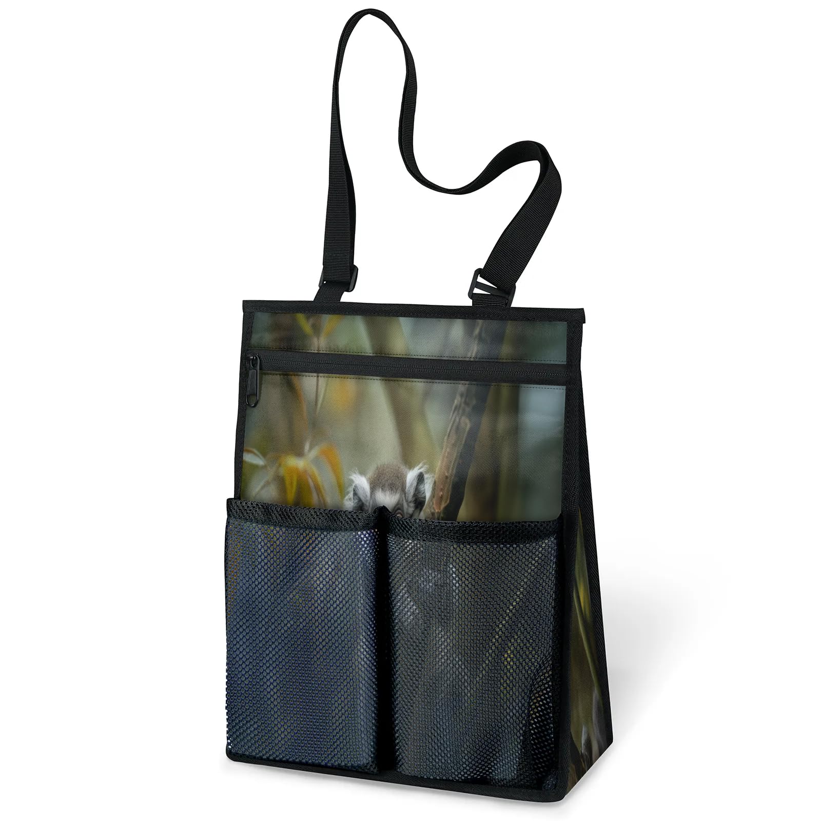 Ourtheme Ring Tailed Lemur Pattern Portable Shower Bag for Travel Gym Camp Beach Tote Shower Caddy Bags Hanging