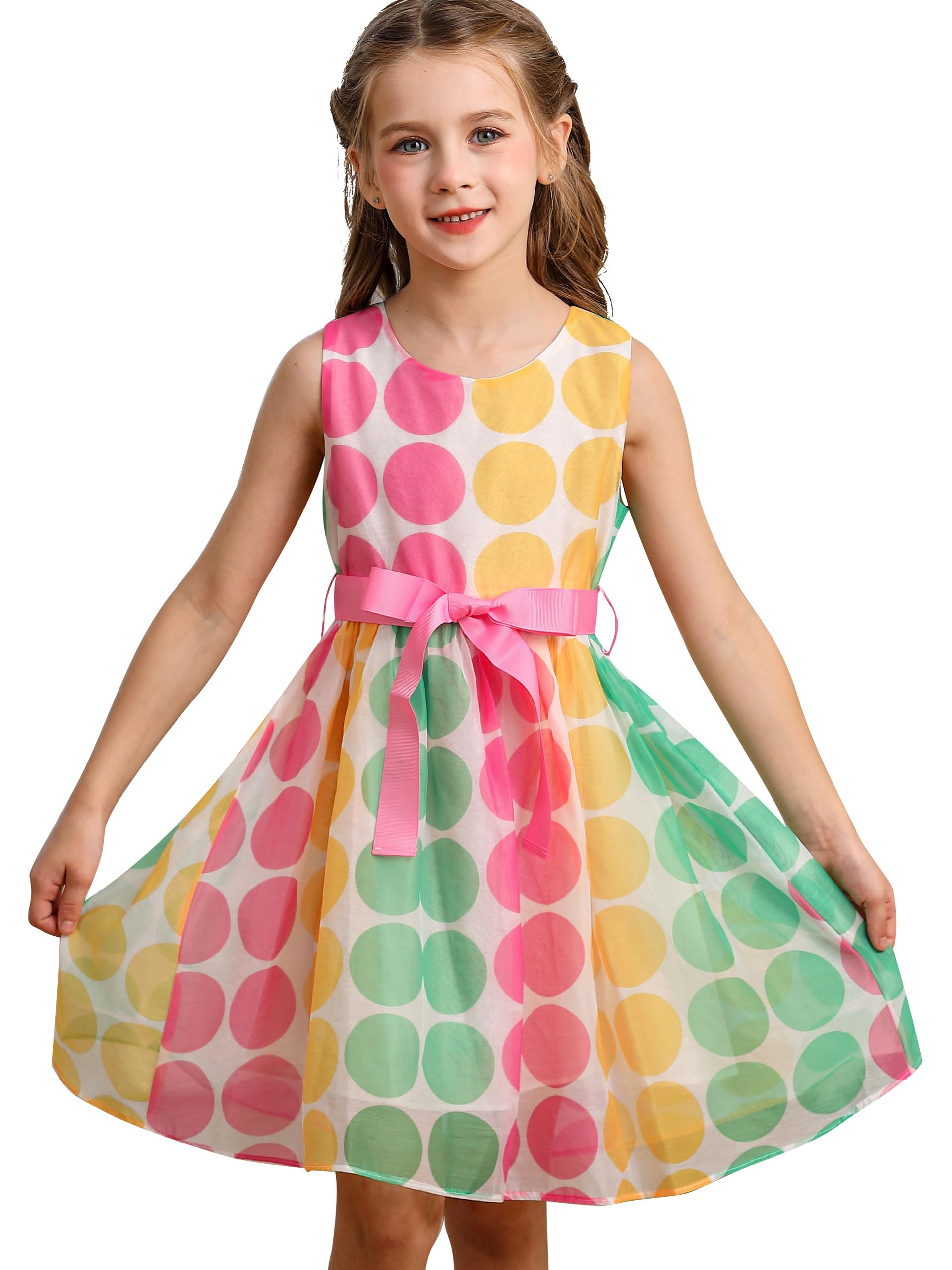 BONNY BILLY Vestido Niña Fiesta Ceremonia Elegante Lunares Colores Verano Sin Mangas