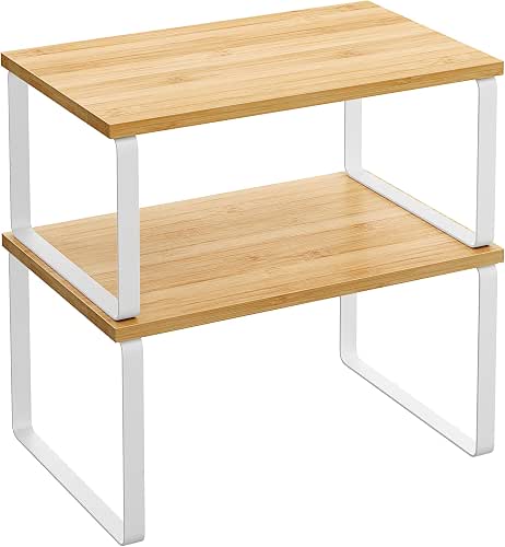 SONGMICS Cabinet Organizer Shelf, Set of 2 Kitchen Counter Shelves,