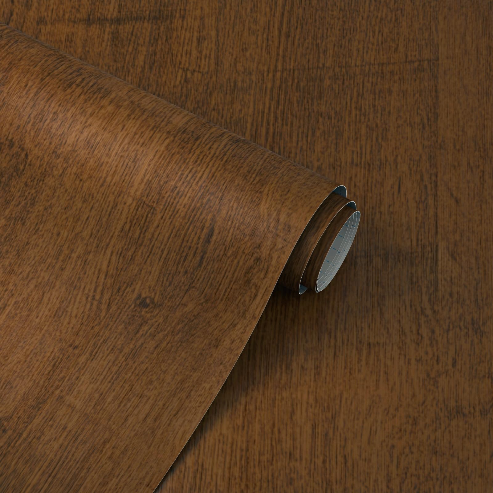 Timeet Self Adhesive Wallpaper Brown Wood Effect Vinyl Wrap Sticky Back Plastic 44cm x 3m Peel and Stick Wallpaper Wood Grain Furniture Waterproof Contact Paper for Bedroom Living Room Kitchen Cabinet — image 1