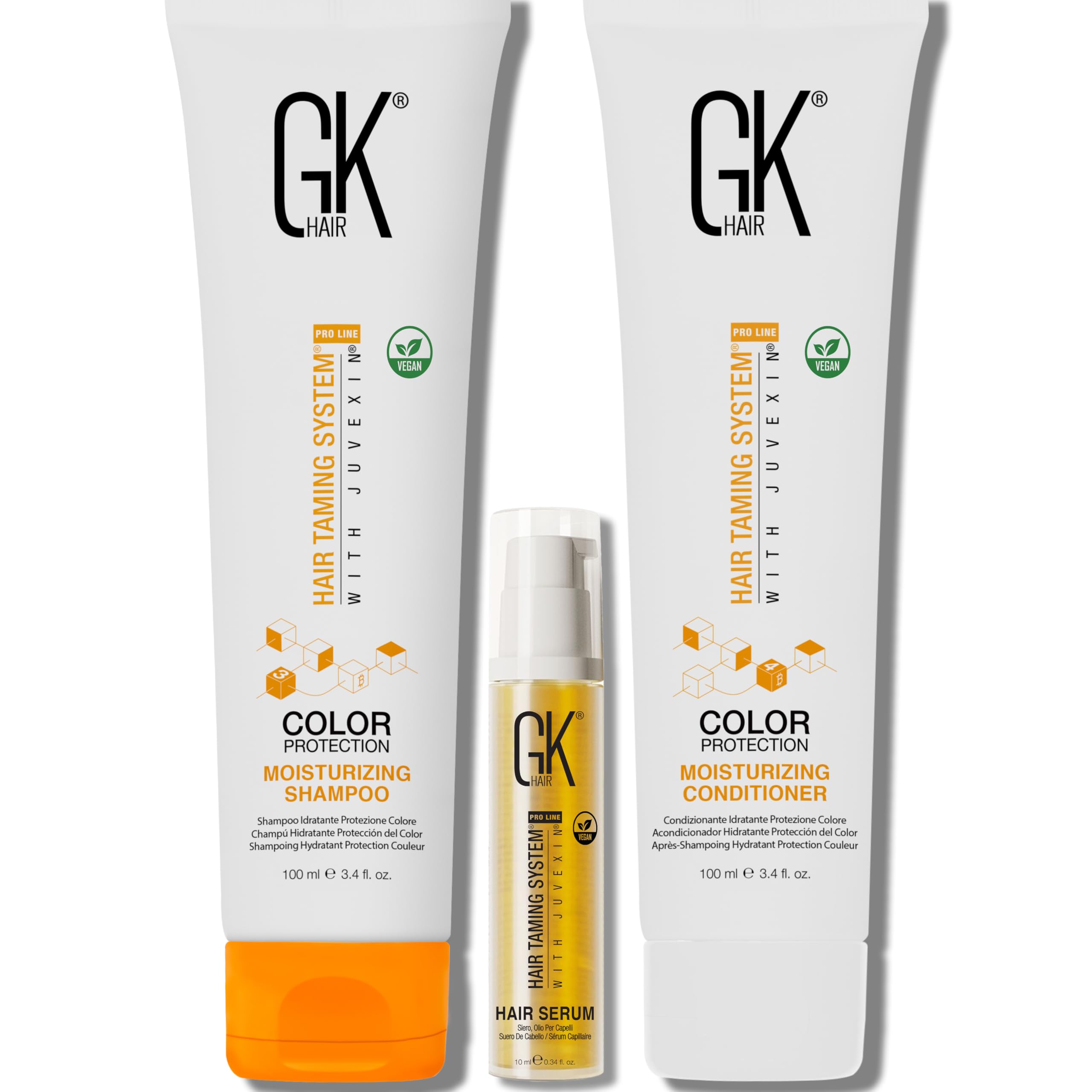GK Hair Global Keratin Moisturizing Shampoo And Conditioner 100ml With Free 10ml Argan Oil Serum For Dry Damaged Hair Repair & Frizzy Hair - No Sulfate No Paraben