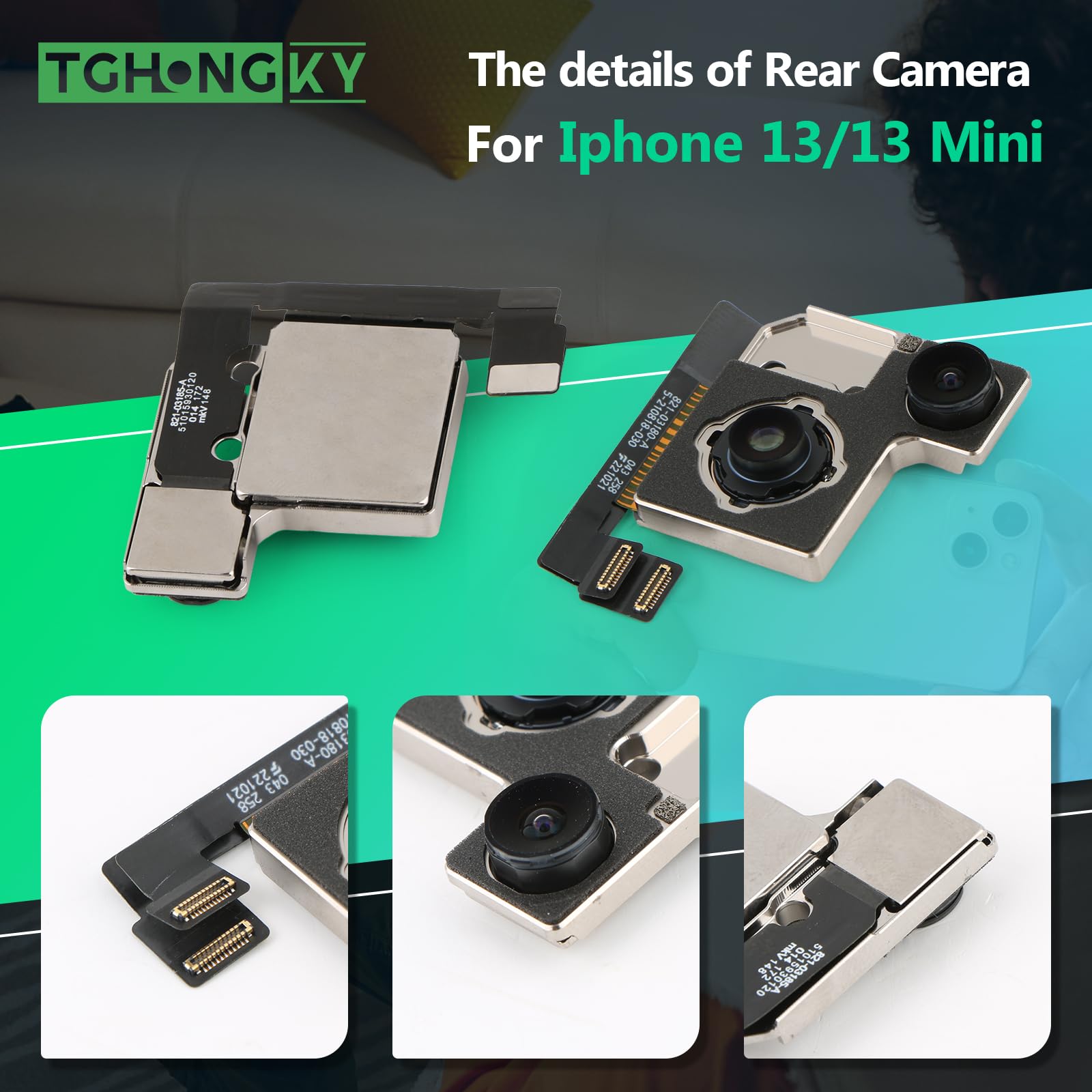 Fotocamera Posteriore per Iphone 13 Fotocamera Esterna per Iphone 13 Mini Fotocamera Posteriore A2631, A2633, A2634, A2635, A2482, A2626, A2628, A2629,con Strumenti XX