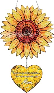 Suncatcher Sunflower Memorial Acrylic Hologram with Heart Charm for Mom