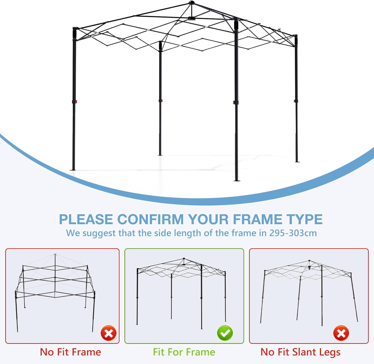 Pop Up Canopy Replacement Top with Air Vent and 1" Reserved Velcro Strip (10x10, Light Blue)