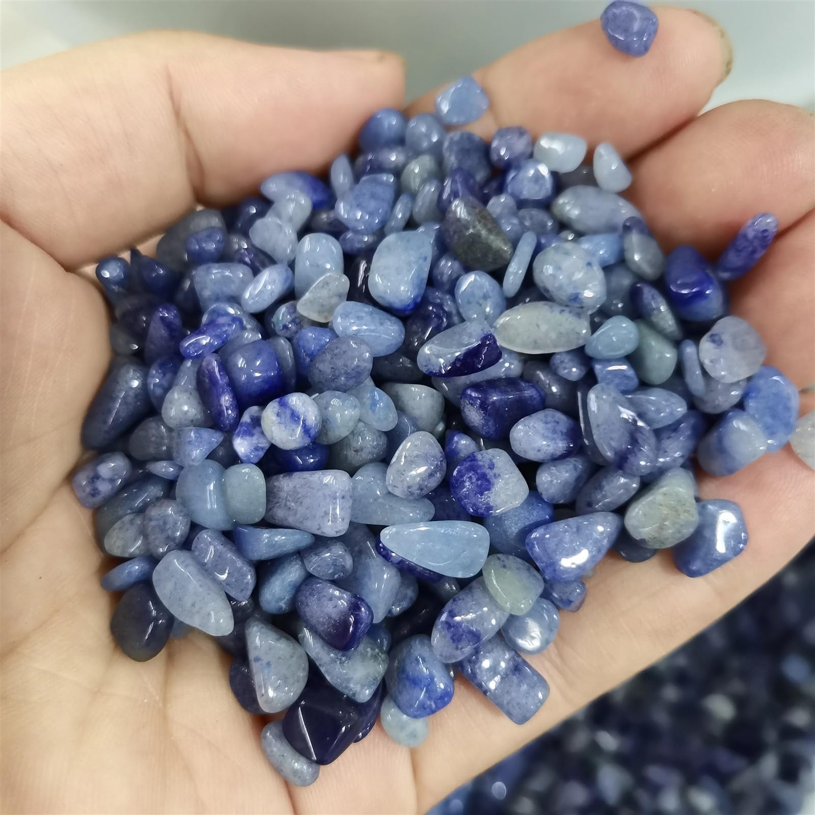 AtkitS Grava de aventurina Azul Natural, Adecuada for la decoración del hogar o de peceras decoración del hogar(5-7,500g)