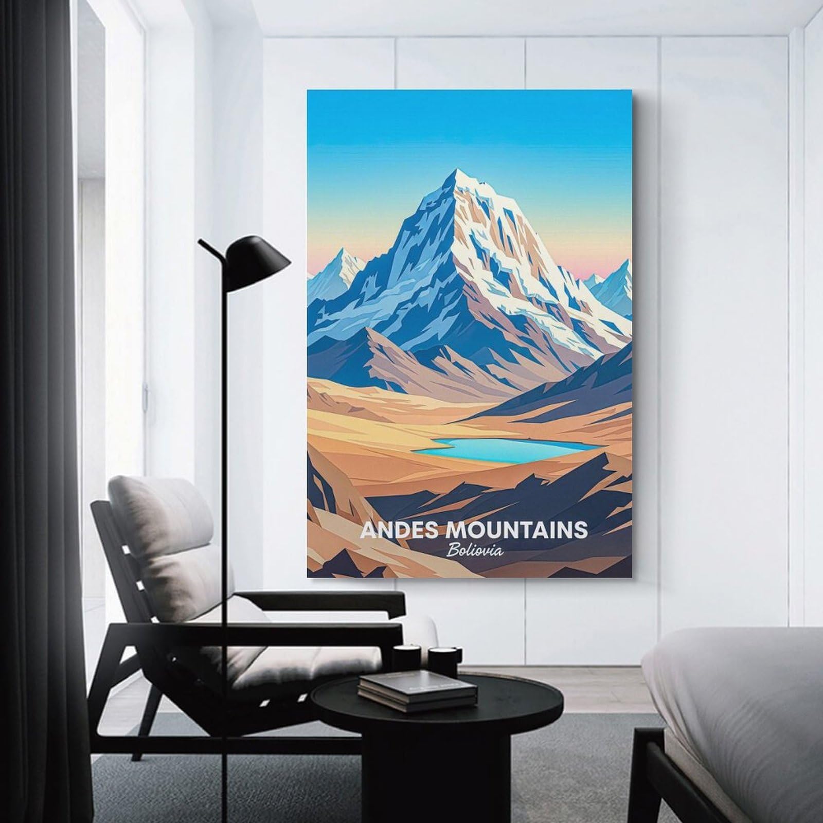 Junmoney Andes Mountains Bolivia Landscape Room Decor Wall Art 24x36inch(60x90cm), for Art Walls, Layered Displays Or Homes, Wall Decor Suited to Curated Displays