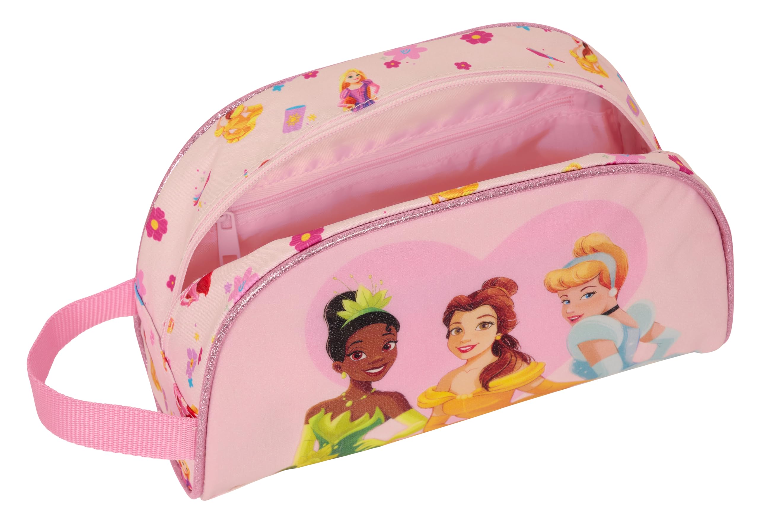 Princesas Disney Summer Adventures - Neceser Grande Niño, Neceser Infantil, Adaptable a Carro, Ideal para Niños de 5 a 14 Años, Cómodo y Versátil, Calidad y Resistencia, 26x16x9 cm, Color Rosa Claro